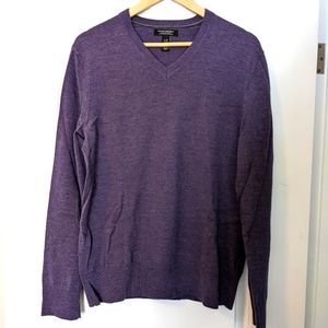 Purple Merino Wool V-Neck Sweaters, Banana Republic